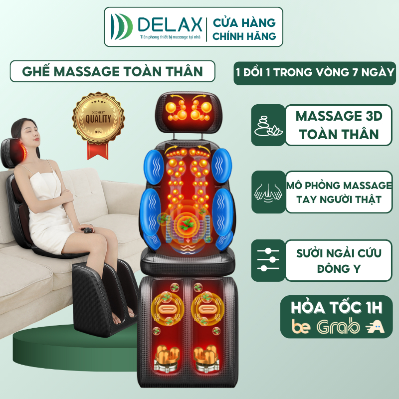 Ghế Massage Toàn Thân DELAX Đệm Massage Cổ Vai Gáy, Ghế Massage Giảm Đau Lưng Thư Giãn GMS05