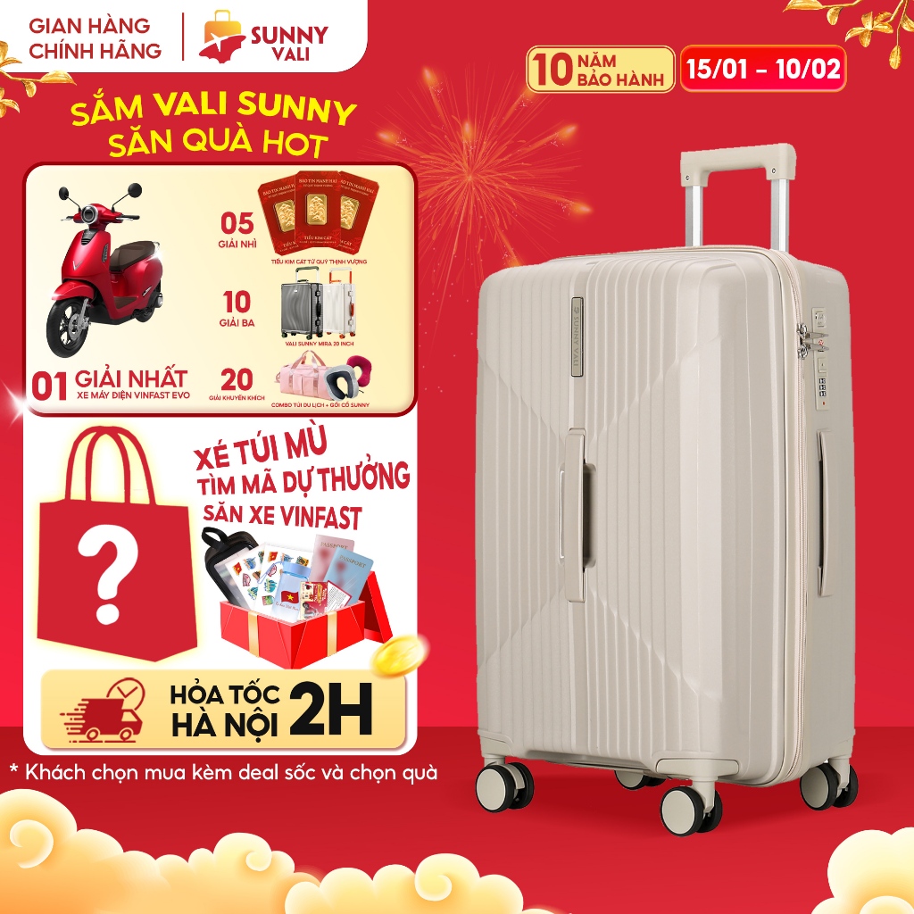 Vali kéo du lịch thời trang SUNNY SV15/CHOCO tích hợp nhiều tính năng (size 20/24/28)