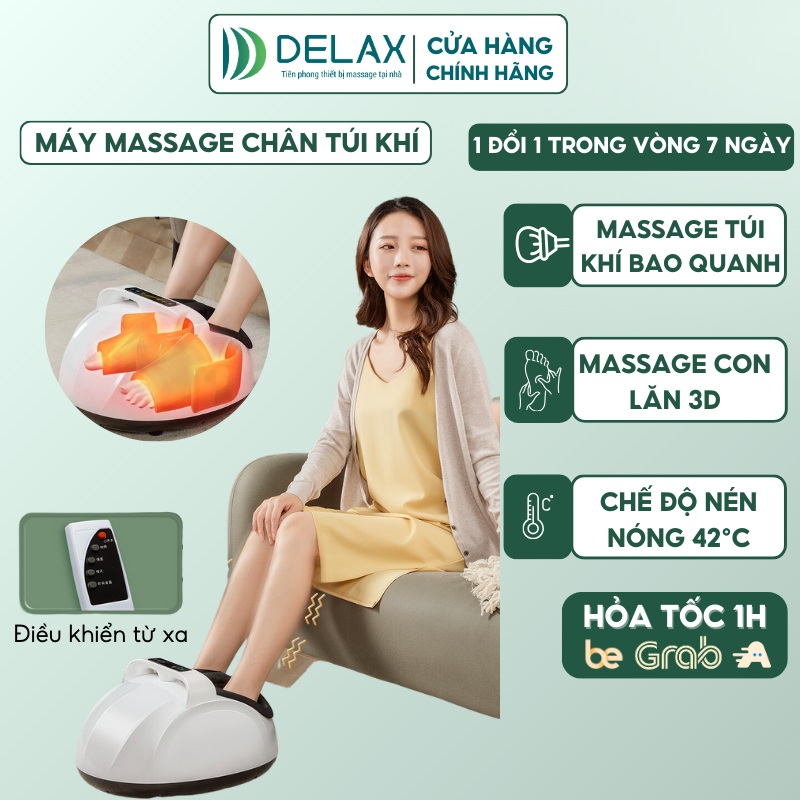 Máy Massage Chân 6D DELAX Kèm Chức Năng Bấm Huyệt, Nén Khí, Rung, Sưởi Ấm Chân Thư Giãn Và Cải Thiện Đau Nhức