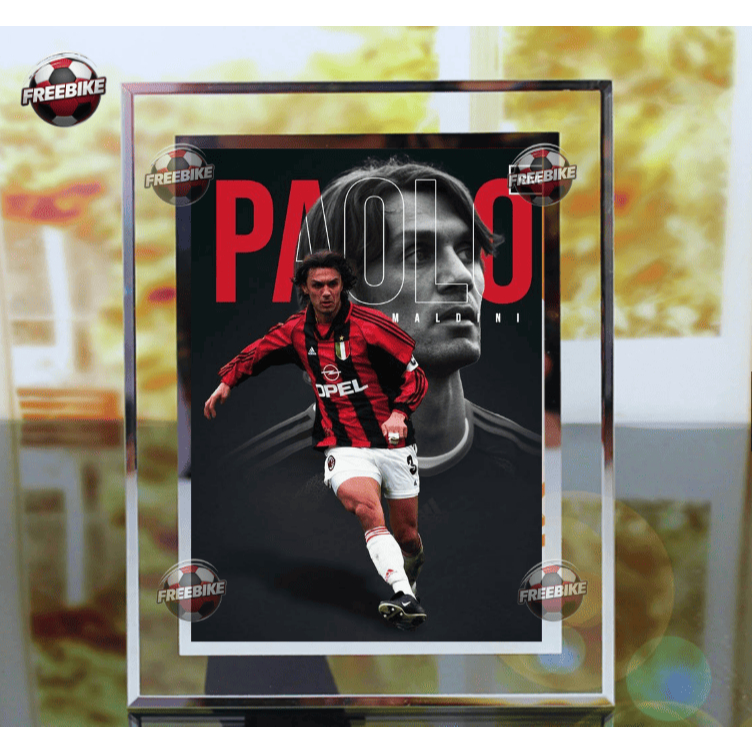 KHUNG POSTER PAOLO MALDINI BẰNG KÍNH PHA LÊ CAO CẤP MẪU 1