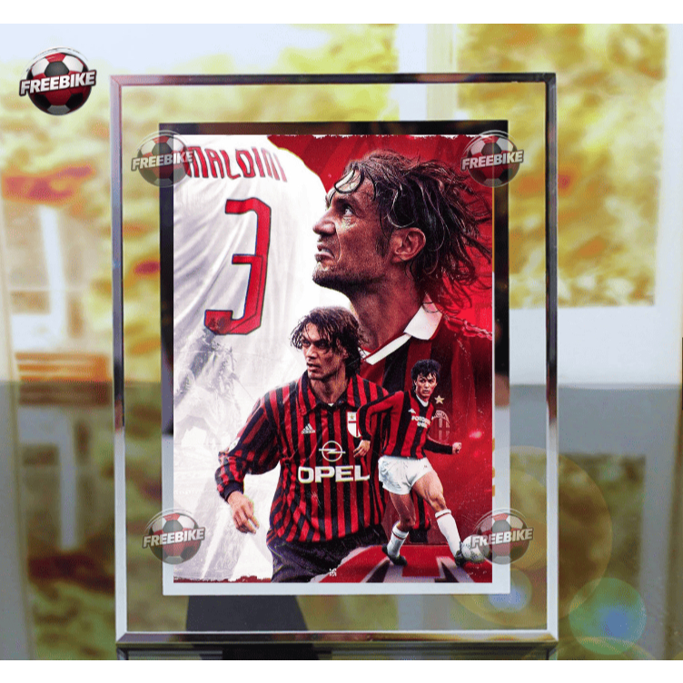 KHUNG POSTER PAOLO MALDINI BẰNG KÍNH PHA LÊ CAO CẤP MẪU 2
