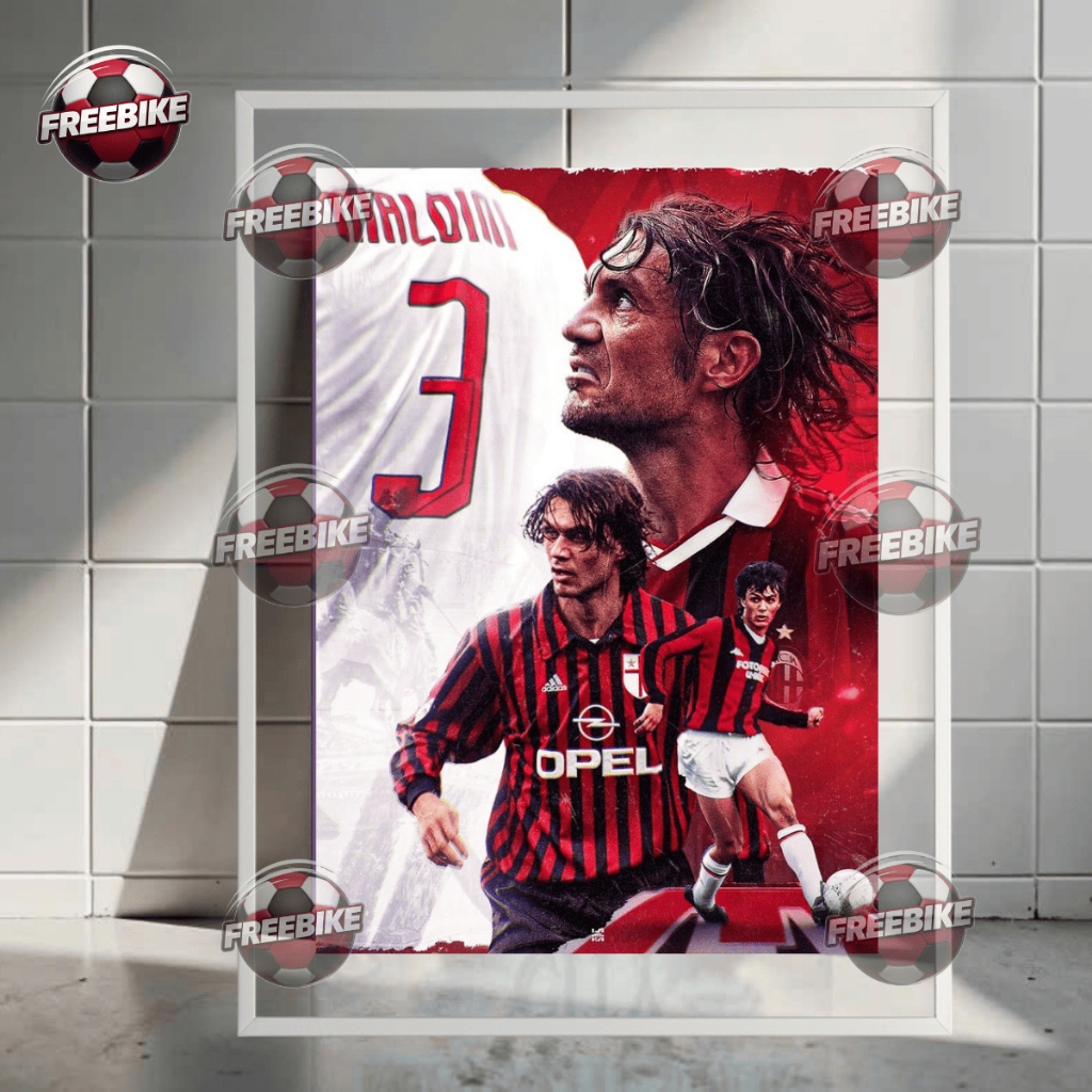 POSTER PAOLO MALDINI KHUNG BẰNG KÍNH PHA LÊ CAO CẤP MẪU 2
