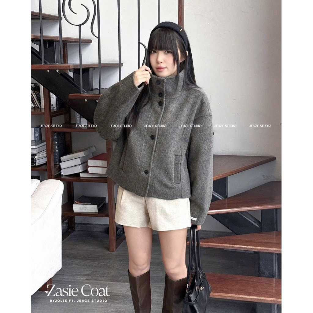 Áo khoác dạ ép lông cừu Zasie Coat nữ cao cấp By Jolie Jeace Studio