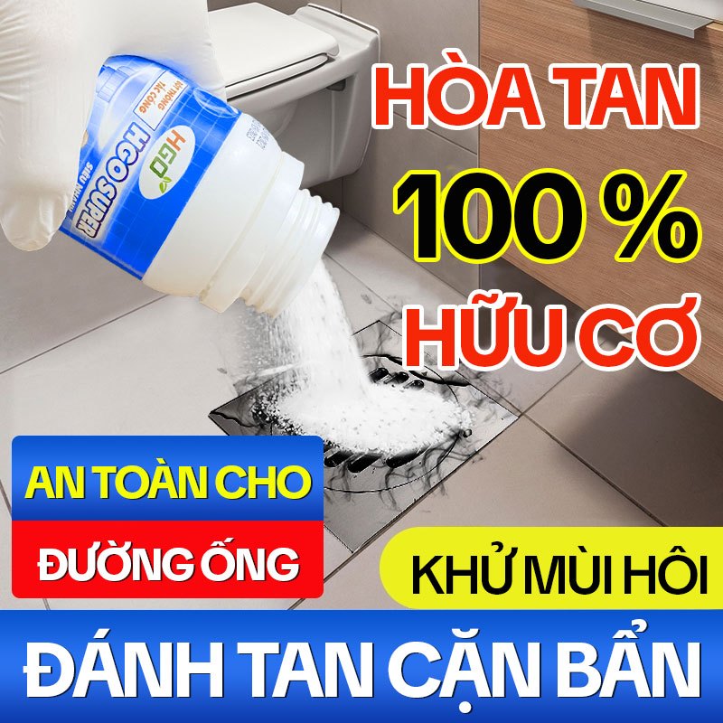 Bột Thông Cống Cực Mạnh HGO SUPER - Đánh Tan Cặn Bẩn, Khử Mùi Hôi, An Toàn Cho Đường Ống