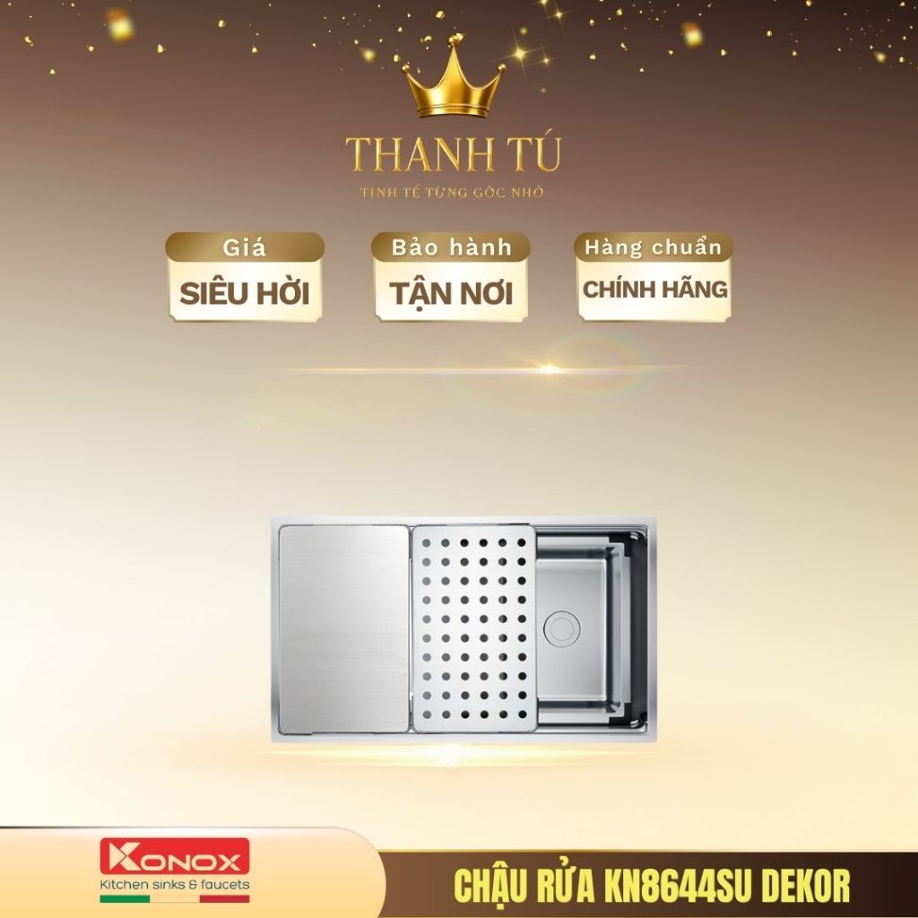 Chậu rửa Konox Workstation - Undermount Sink KN8644SU Dekor chất liệu SS304 + TẶNG VÒI