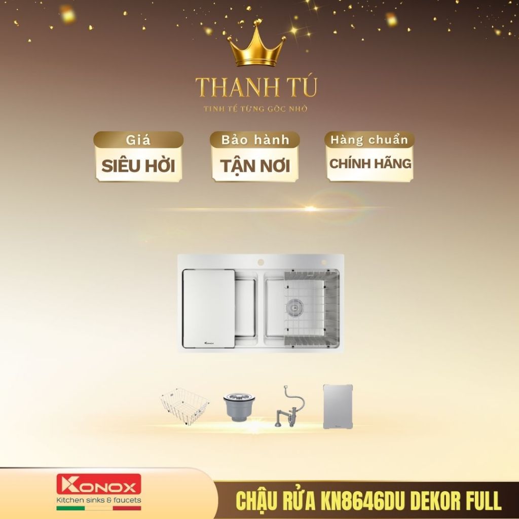 Chậu rửa bát Konox Workstation - Undermount Sink KN8646DU Dekor Full Tiện Lợi Sử Dụng