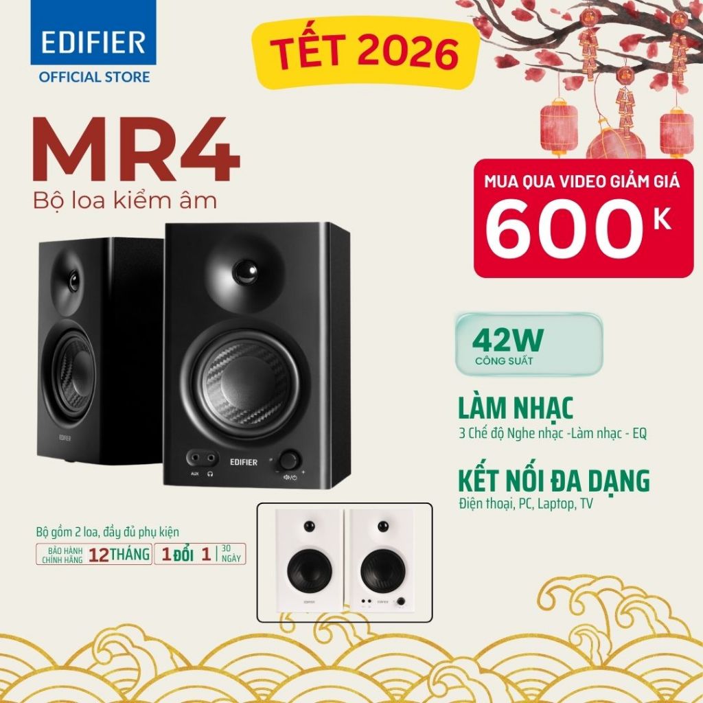 Loa kiểm âm Edifier MR4, Kết nối máy tính, Làm nhạc chuyên nghiệp, Công suất 42W - Bảo hành 12 tháng