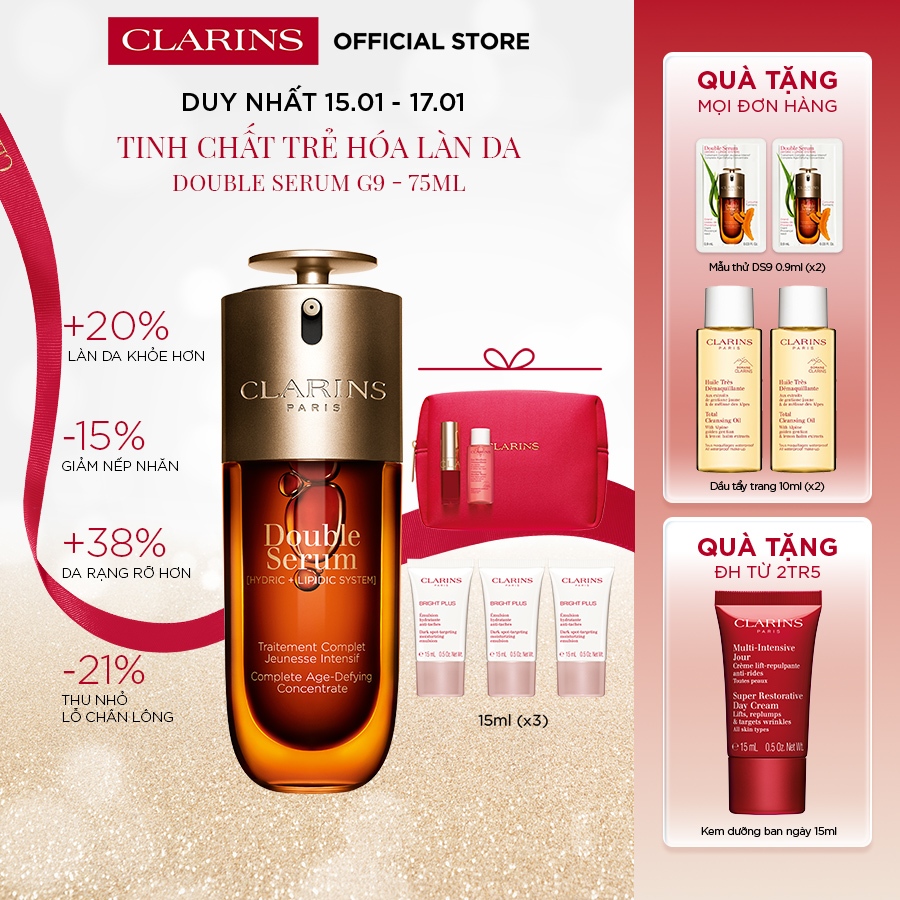 Tinh chất chống lão hóa toàn diện Clarins Double Serum G9 [Hydric+Lipidic System] 75ml