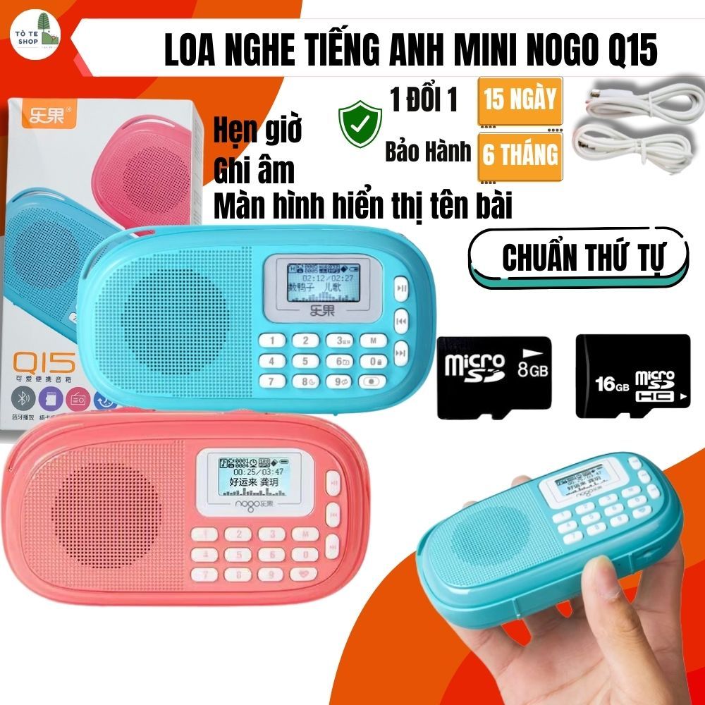 Loa Nogo - Loa Mini Q15 cho bé tắm ngôn ngữ đa chức năng, có nút khoá bàn phím, hẹn giờ tắt, bluetoo