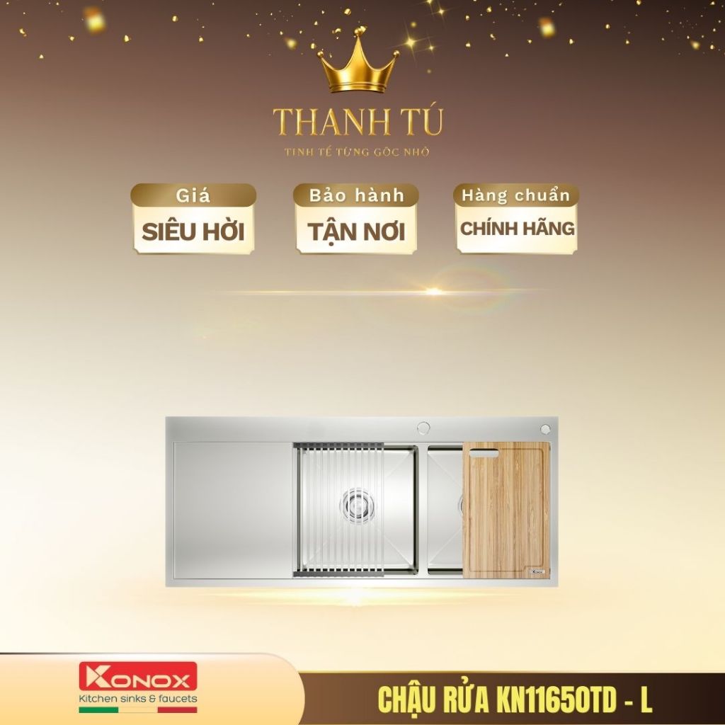 Chậu rửa Konox Workstation - Topmount Sink KN11650TD - L Độ Bền Tuyệt Đối, bảo hành 10 năm