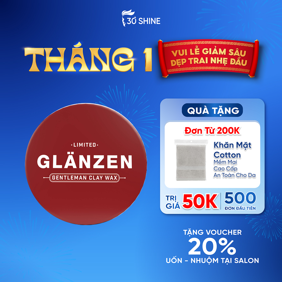Sáp vuốt tóc Glanzen Limited 30Shine phân phối chính hãng 60g tạo kiểu,không bóng,giữ nếp 24h