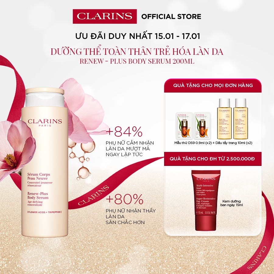 Dưỡng Thể Toàn Thân Trẻ Hóa Làn Da Clarins Renew-Plus Body Serum 200ml