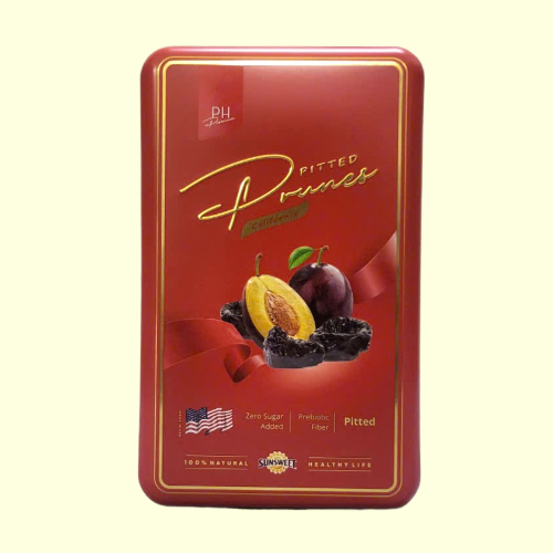 SUNSWEET + hộp thiếc 200gr + MẬN KHÔ KHÔNG HẠT USA Pitted Prunes
