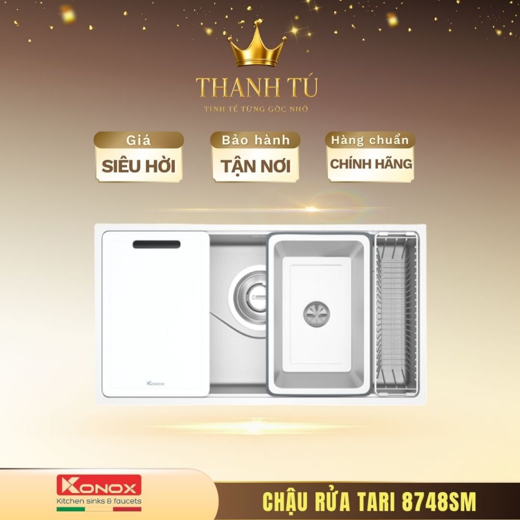 Chậu rửa bát Konox Tari 8748SM - Hiện Đại Phù Hợp Mọi Bếp