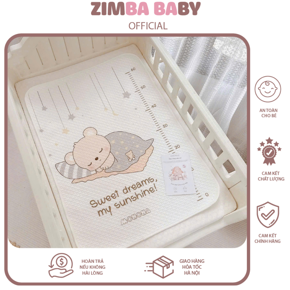 Tấm Lót Chống Thấm MONONA Bề Mặt Organic Siêu Mềm Mịn Thoáng Khí Xuất Hàn Phiên Bản Siêu Xinh Cho Bé