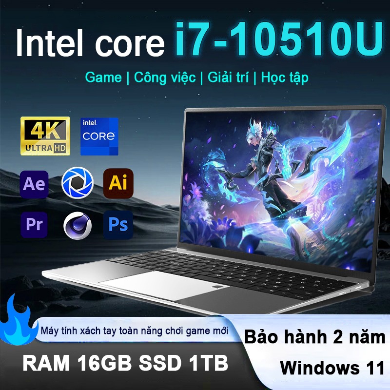 Full HD 15.6 inch Intel Core i7-10510U Máy tính xách tay, Mở khóa vân tay+Bảo hành 2 năm, MS Office miễn phí