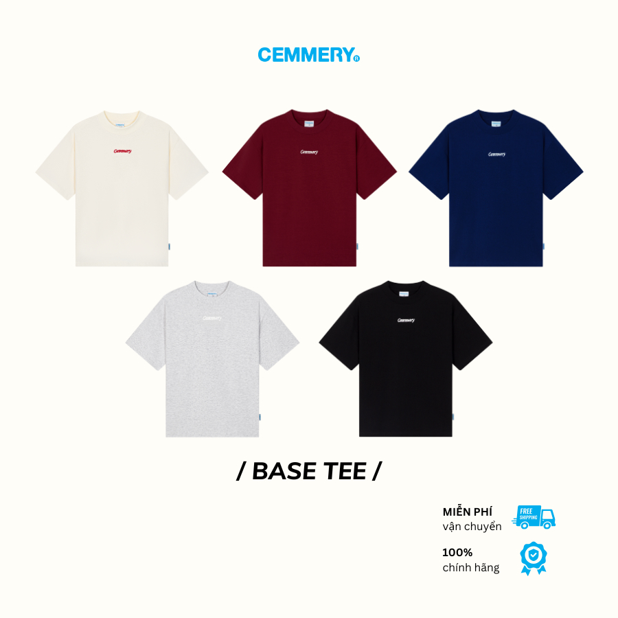 Áo Thun CEMMERY Local Brand Chính Hãng Base Tee Cotton 2 Chiều Form Boxy Unisex Logo Thêu 3D 5 Màu | BigBuy360 - bigbuy360.vn