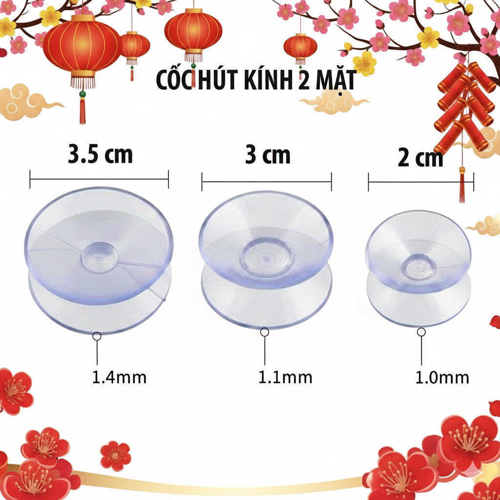 Cốc hút kính 2 mặt trong suốt chống trượt