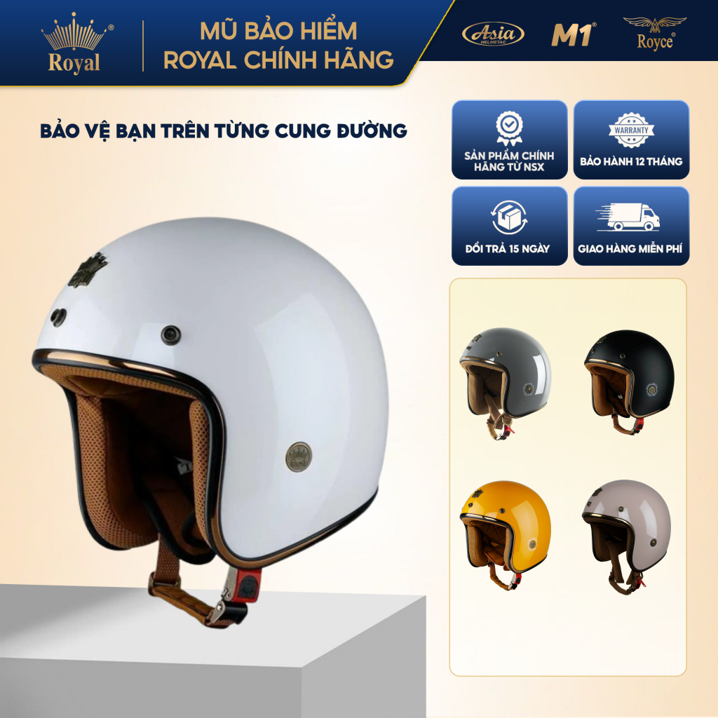 Mũ bảo hiểm 3/4 Royal M20C chính hãng(Size L-XL-XXL), bảo hành 12 tháng