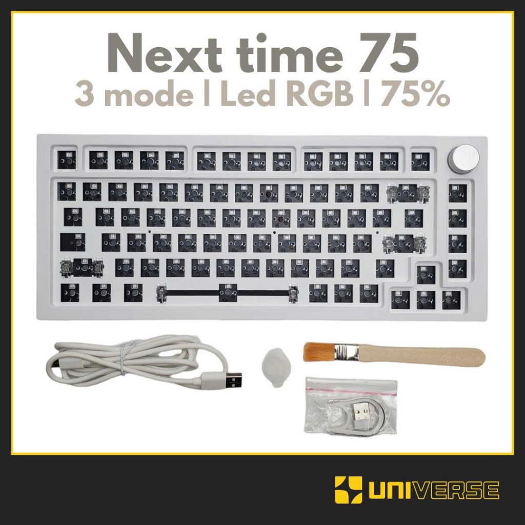 Kit next time 75 - 3 mode kết nối - kit bàn phím cơ nt75 - NT75 - LED RGB hot swap - Wireless, Type 