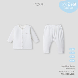Nous Baby Bộ quần áo dài tay, bộ cài thẳng bé trai bé gái chất liệu basic cổ tròn trơn mềm cho bé dưới 10.5kg BST T1