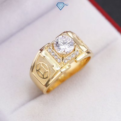 Nhẫn bạc nam kim tiền đính đá 7li đi dự tiệc mạ màu xi vàng 18K, xi vàng hồng, xi bạch kim NNA0604 - Trang Sức TNJ