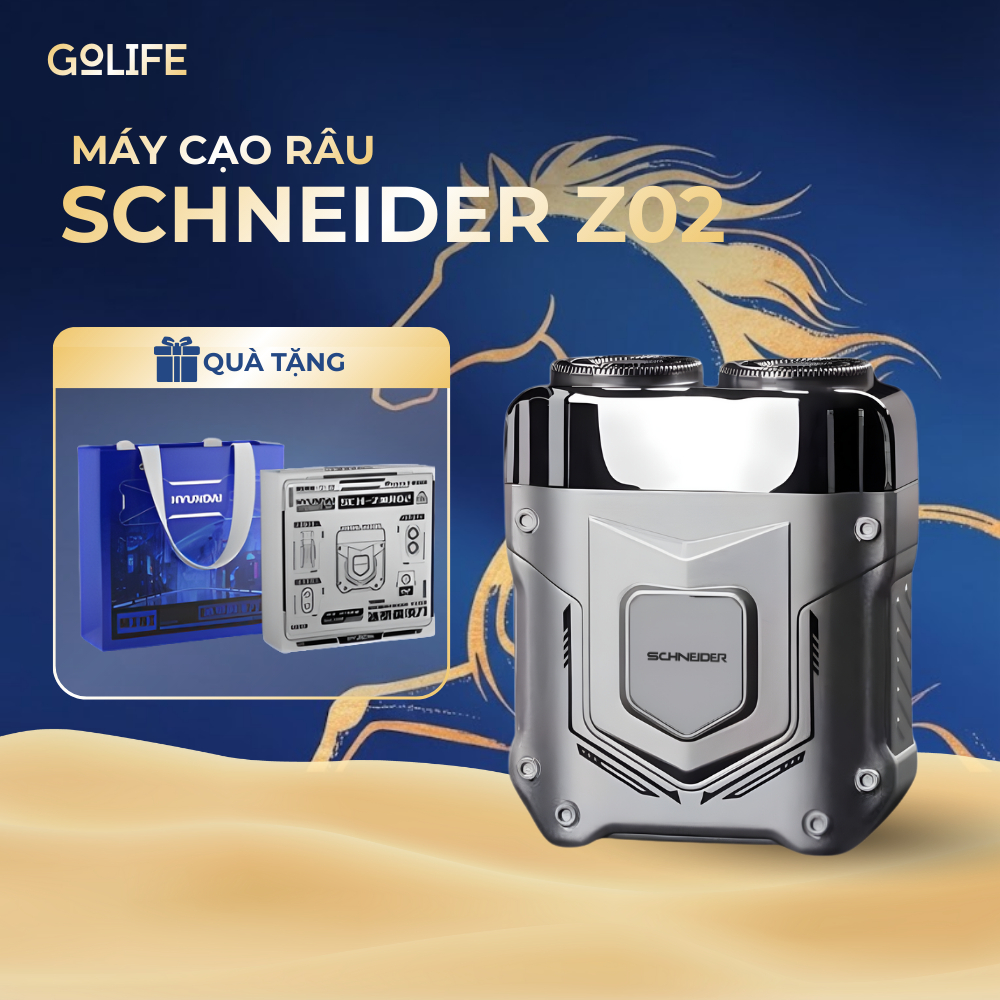 Máy cạo râu Schneider Z02 nhỏ gọn lưỡi dao kép, máy cạo râu mini chống nước pin dùng lâu Golife