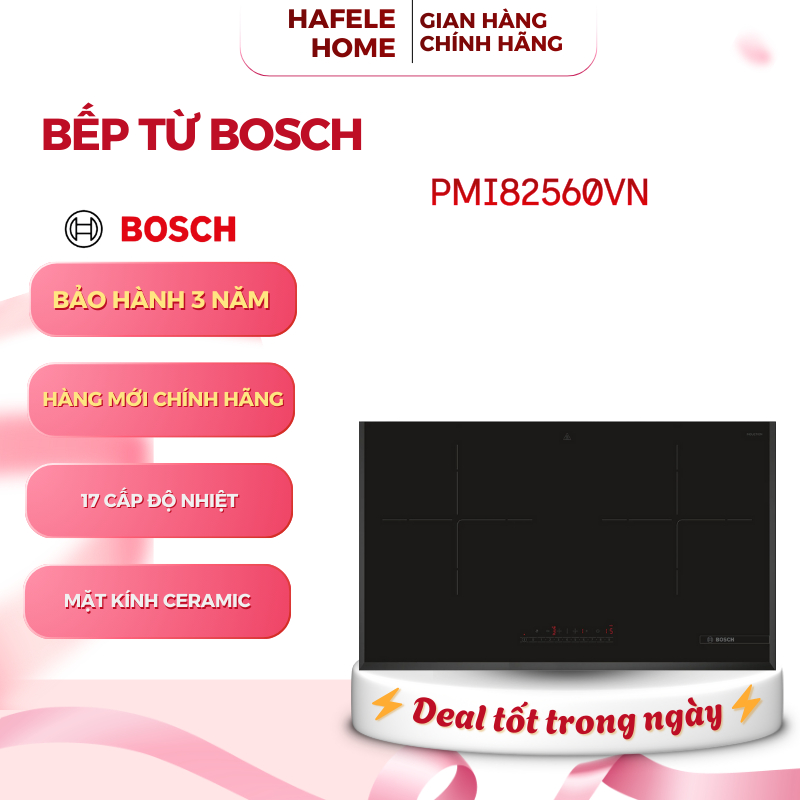 Bếp Từ Đôi Âm Bosch PMI82560VN/ PMI8256EVN – Mặt Kính Ceramic – Cảm Ứng Trượt – An Toàn Tối Đa - EEH