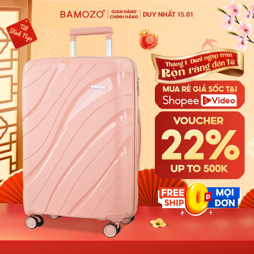 [HỎA TỐC] Vali du lịch size 28 Bamozo nhựa PP chống vỡ, khóa kéo chống rạch hai lớp_Nancy