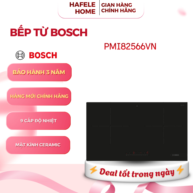 Bếp Từ 2 Vùng Bosch PMI82566VN – Serie 4 – 9 Cấp Độ – PowerBoost – Khóa Trẻ Em -EEH