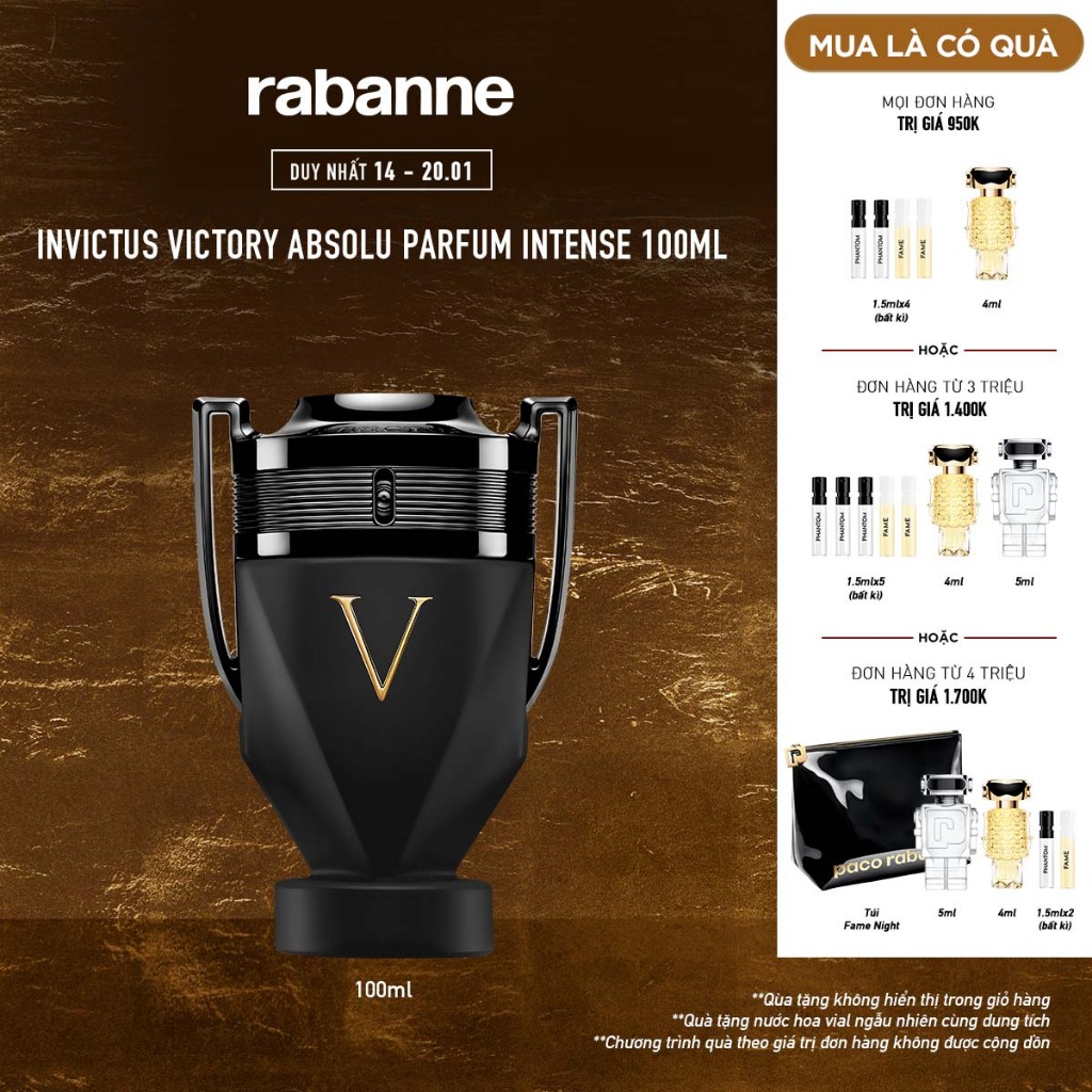 Nước hoa Nam  Rabanne Invictus Victory Absolu Parfum Intense 100ML