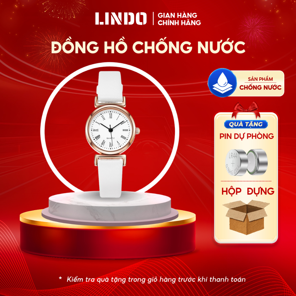 Đồng hồ nữ dây da mặt tròn nhỏ chính hãng cao cấp giá rẻ đeo tay D-ZINER ND06 - LINDO