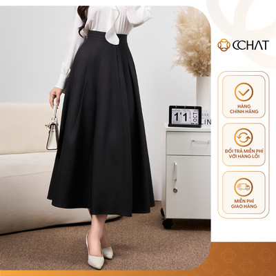 Chân Váy 𝐂𝐂𝐇𝐀𝐓 Dáng Xoè Xếp Ly Chất Liệu Tuytsi Cao Cấp Sang Trọng 24CDS2005XT