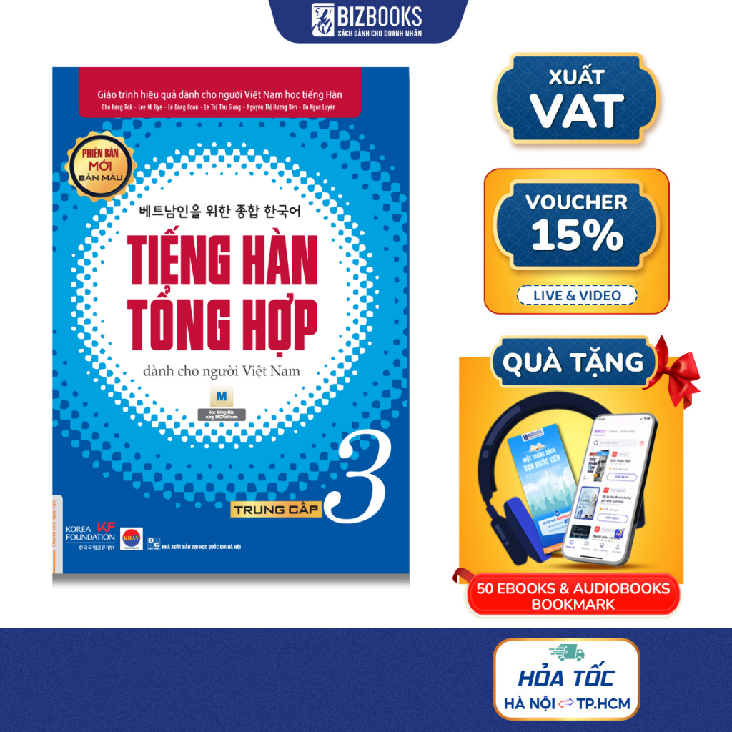 Sách - Tiếng Hàn Tổng Hợp Dành Cho Người Việt Nam Trung Cấp Tập 3 (4 màu) - Phiên Bản Mới 2020, Kèm 