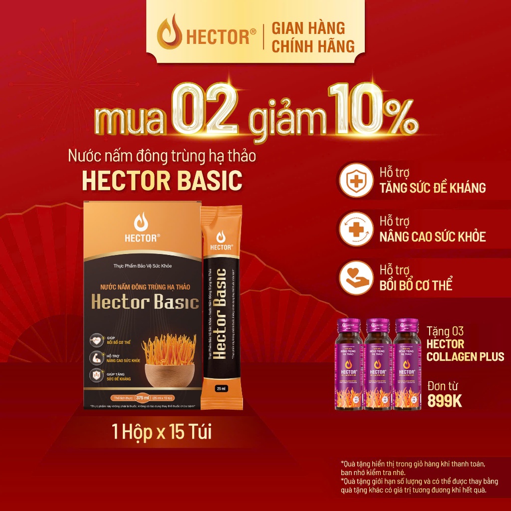 Hector Basic Nước nấm Đông trùng hạ thảo (15 túi x 25ml)