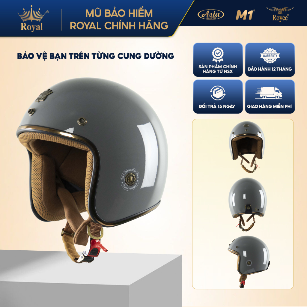 Mũ bảo hiểm 3/4 Royal M20C Ximang bóng chính hãng bảo hành 12 tháng tại Nón Trùm