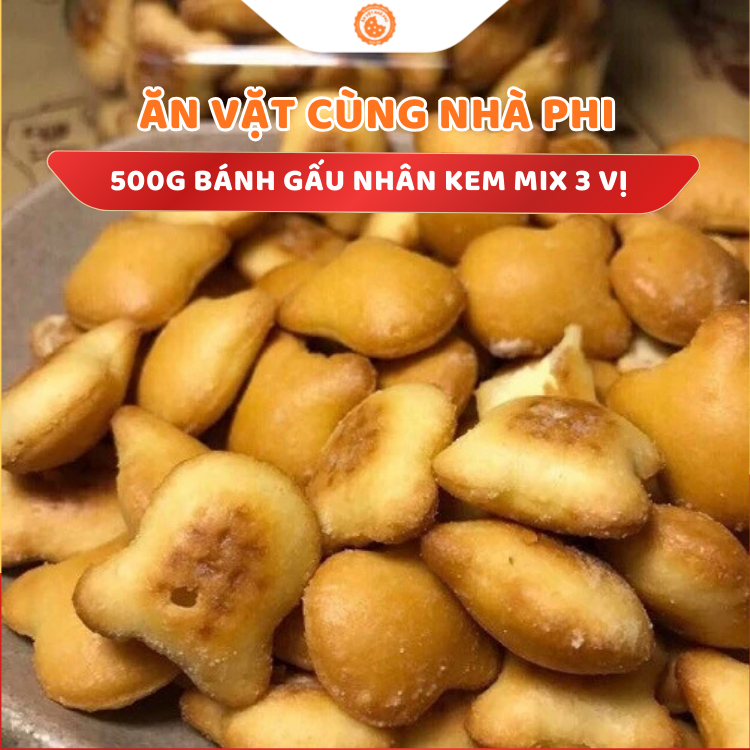 500G Bánh Gấu Thiên Hồng Nhân Kem Sữa, Bánh Gấu Nhân Kem Thiên Hồng thơm ngon béo ngậy