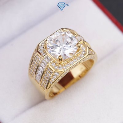 Nhẫn bạc nam xi vàng 18K bản to đính đá chủ 10li bạc cao cấp NNA0802 - Trang Sức TNJ