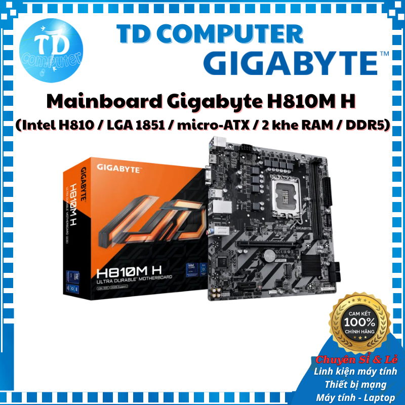 Mainboard Gigabyte H810M H (Intel H810 / LGA 1851 / micro-ATX / 2 khe RAM / DDR5) - Hàng chính hãng 