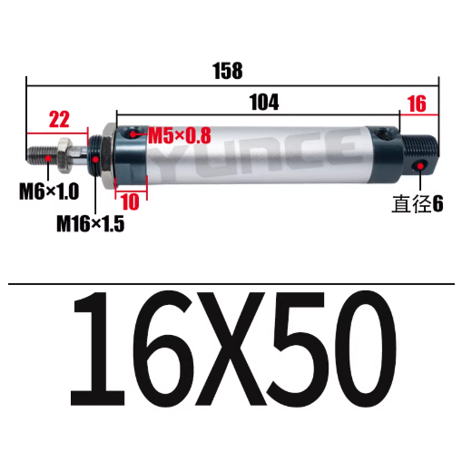 Xylanh Khí Nén MAL 16 - Đường Kính Pit-tông 16mm, Hành Trình 50/75/100mm - Thân Nhôm Cao Cấp Siêu Bền