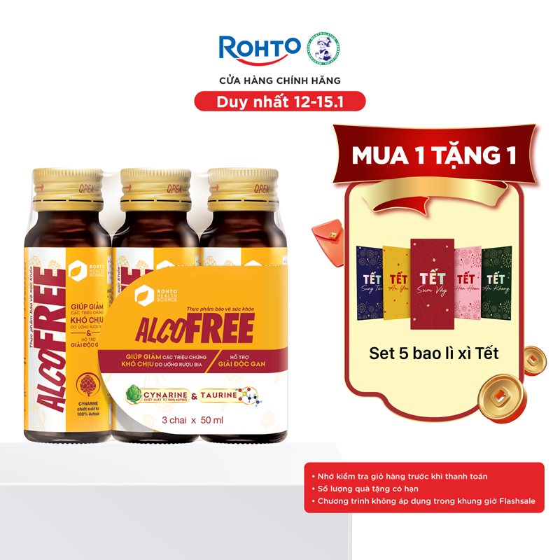 Nước uống giải rượu, thải độc gan Alcofree lốc 3 chai x 50ml