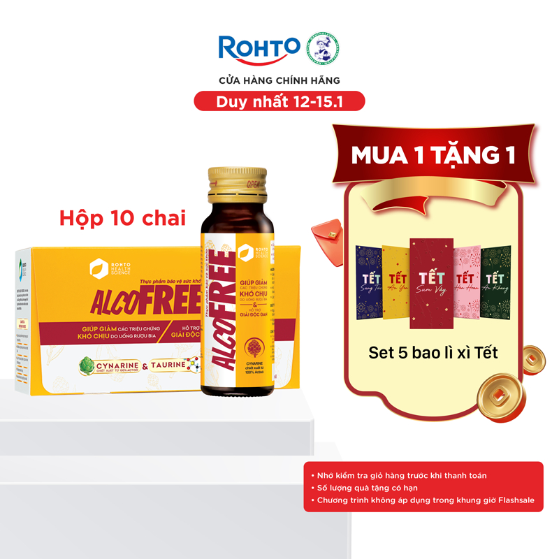 Nước uống giải rượu, thải độc gan Alcofree lốc 10 chai x 50ml