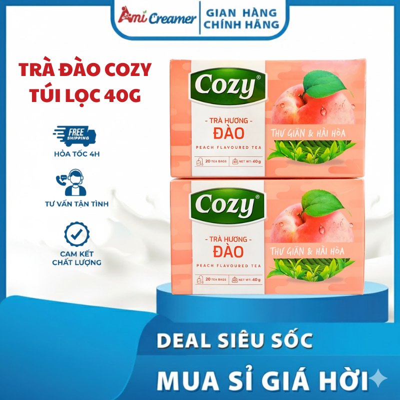Trà Đào Túi Lọc Cozy Hộp 40G (20 TúiX2G) - Trà Đào Cozy Đậm Vị Thơm Ngon