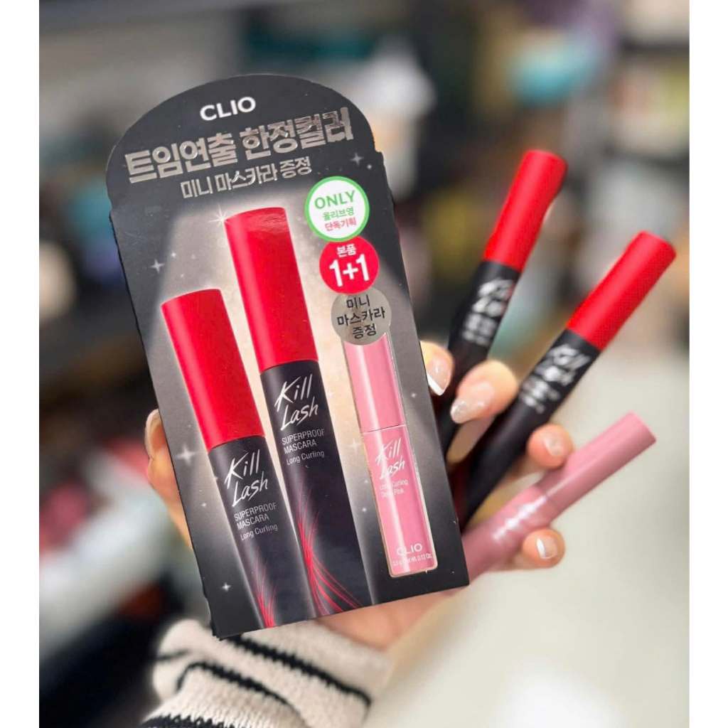 Set Mascara Clio Kill Superproof 1 + 1 Mini #01 Long Curling