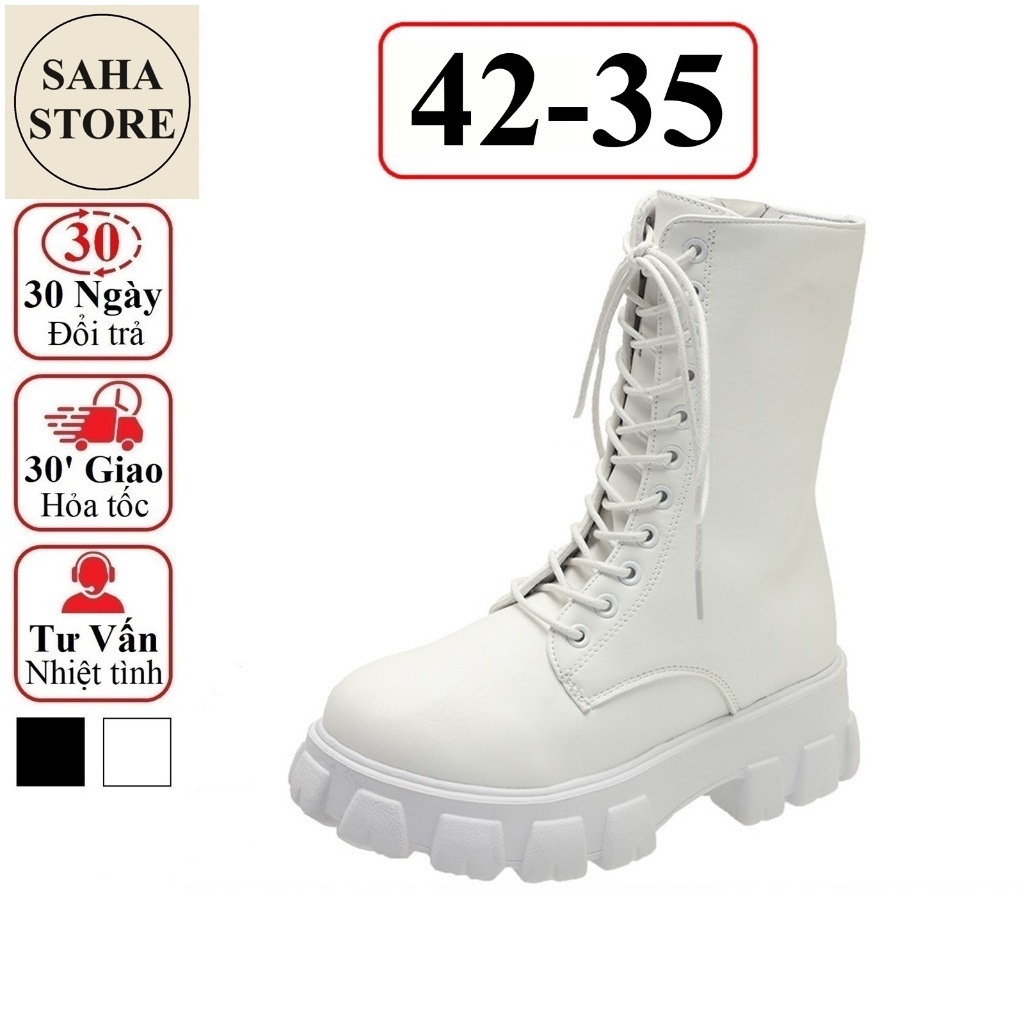 Giày boot nữ bigsize 42 41 SAHA229 độn đế 8cm 8p 5cm 5p bốt combat boost cao cổ tăng 8 cm martin boo