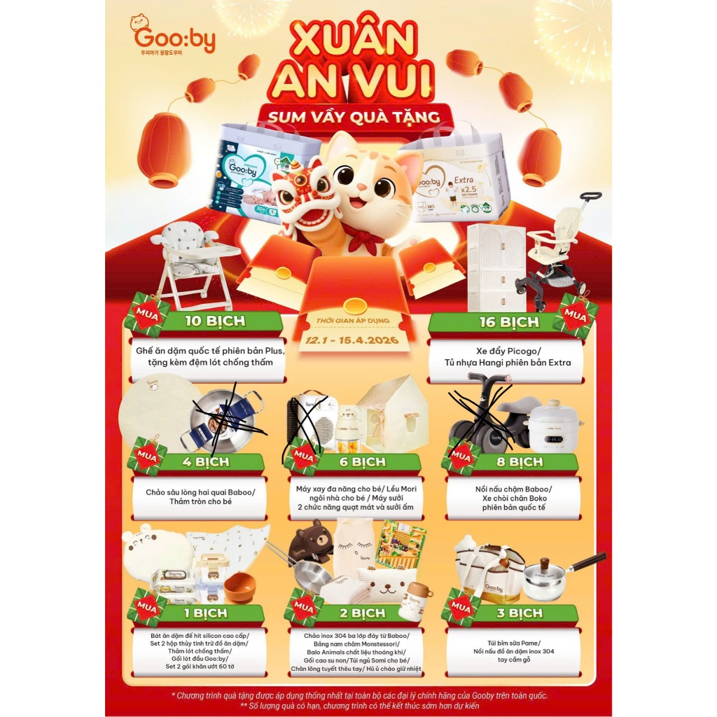 Quà tặng tã bỉm Gooby ( dành cho tất cả các dòng sản phẩm tã dán, tã quần, tã quần Gooby Premium)