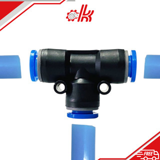 Tê nối 3 đầu khí nén PE-NỐI HƠI KHÍ NÉN CHỮ T ĐỀU 3 NGÃ PE XANH - NỐI NHANH ỐNG HƠI PU/PA