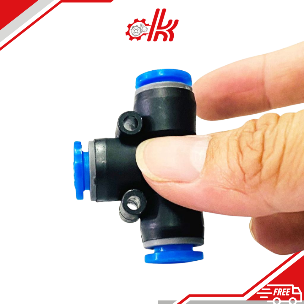 Tê nối 3 đầu khí nén PE-NỐI HƠI KHÍ NÉN CHỮ T ĐỀU 3 NGÃ PE XANH - NỐI NHANH ỐNG HƠI PU/PA