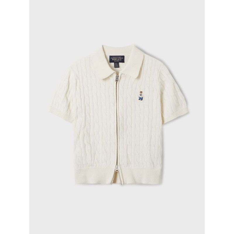 [Auth] Áo Cardigan Steve Cable Short Sleeve Khóa Zip