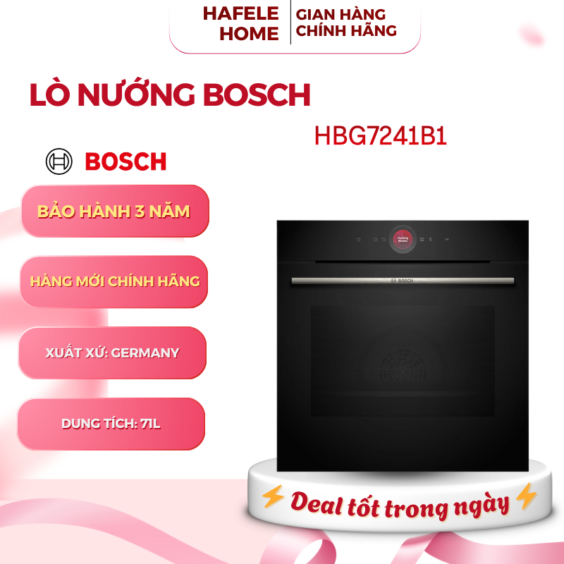 Lò Nướng Âm Tủ Bosch HBG7241B1 Serie 8 - 71L - 14 Chế Độ - Công Nghệ 3D Hot-Air - EEH